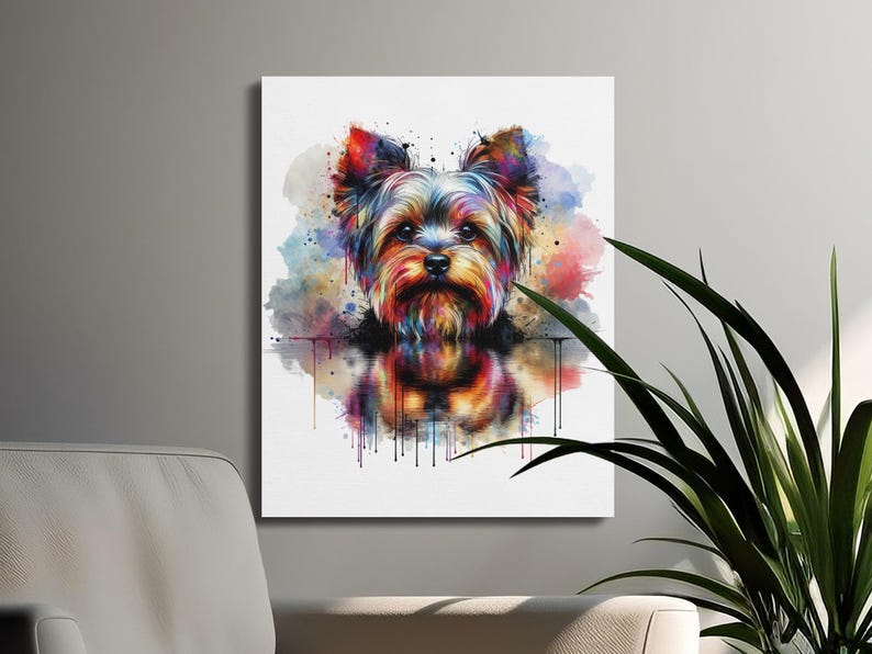 Yorkie Dog Wall Art, Colorful Dog Canvas Print, Cute Dog Lover Gift, Yorkshire Terrier Decor, Pet Portrait Art for Home Decor