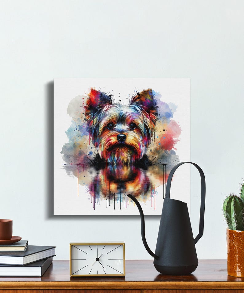 Cute Colorful Dog Wall Art, Vibrant Dog Poster, Modern Pet Decor, Dog Lover Gift, Yorkshire Terrier Artwork, Unique Dog Painting Decor