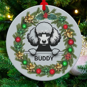 Elegant Poodle Dog Ornament, Black & White Canine Decoration, Perfect Gift for Dog Lovers, Adorable Poodle Keepsake, Pet Lover, Personalized
