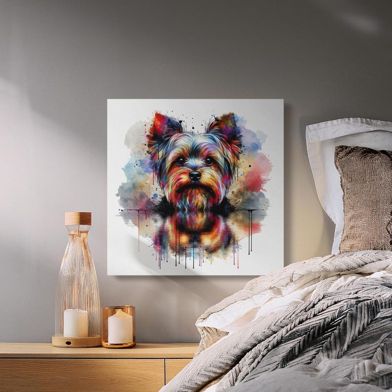 Colorful Dog Art Print for Living Room Decor, Vibrant Pet Wall Art, Abstract Animal Artwork, Modern Home Decoration, Unique Gift Idea