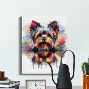 Colorful Yorkie Dog Art, Abstract Watercolor Dog Print, Yorkshire Terrier Wall Decor, Vibrant Pet Portrait, Dog Lovers Gift