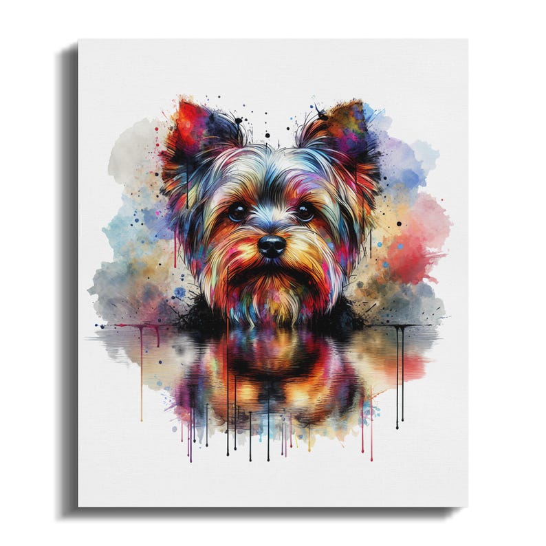 Colorful Yorkshire Terrier Wall Art Print, Dog Lover's Gift, Vibrant Yorkie Canvas Art, Pet Portrait, Abstract Dog Artwork, Home Decor