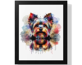 Colorful Yorkie Art Print, Watercolor Yorkshire Terrier Puppy Poster