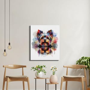 Yorkie Wall Art, Colorful Dog Print, Yorkshire Terrier Canvas, Pet Lover Gift, Home Decor, Vibrant Animal Painting for Living Room