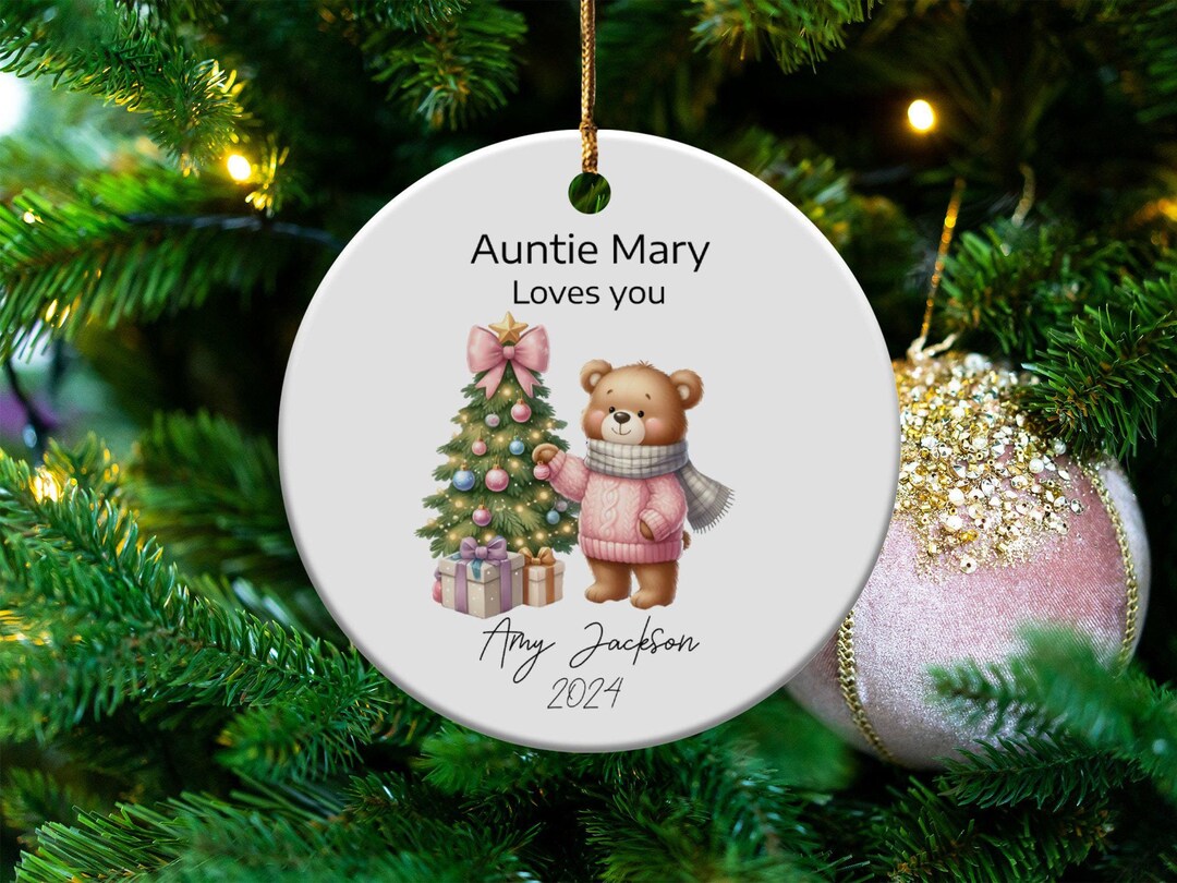 Aunt to Niece Cute Bear Christmas Ornament Perfect Gift Personalized ...