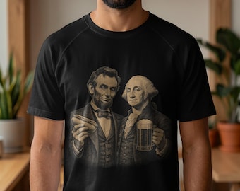 Abraham Lincoln George Washington Hot Dog Beer PNG Digital Download | Funny Patriotic Presidents 4th of July Sublimation File