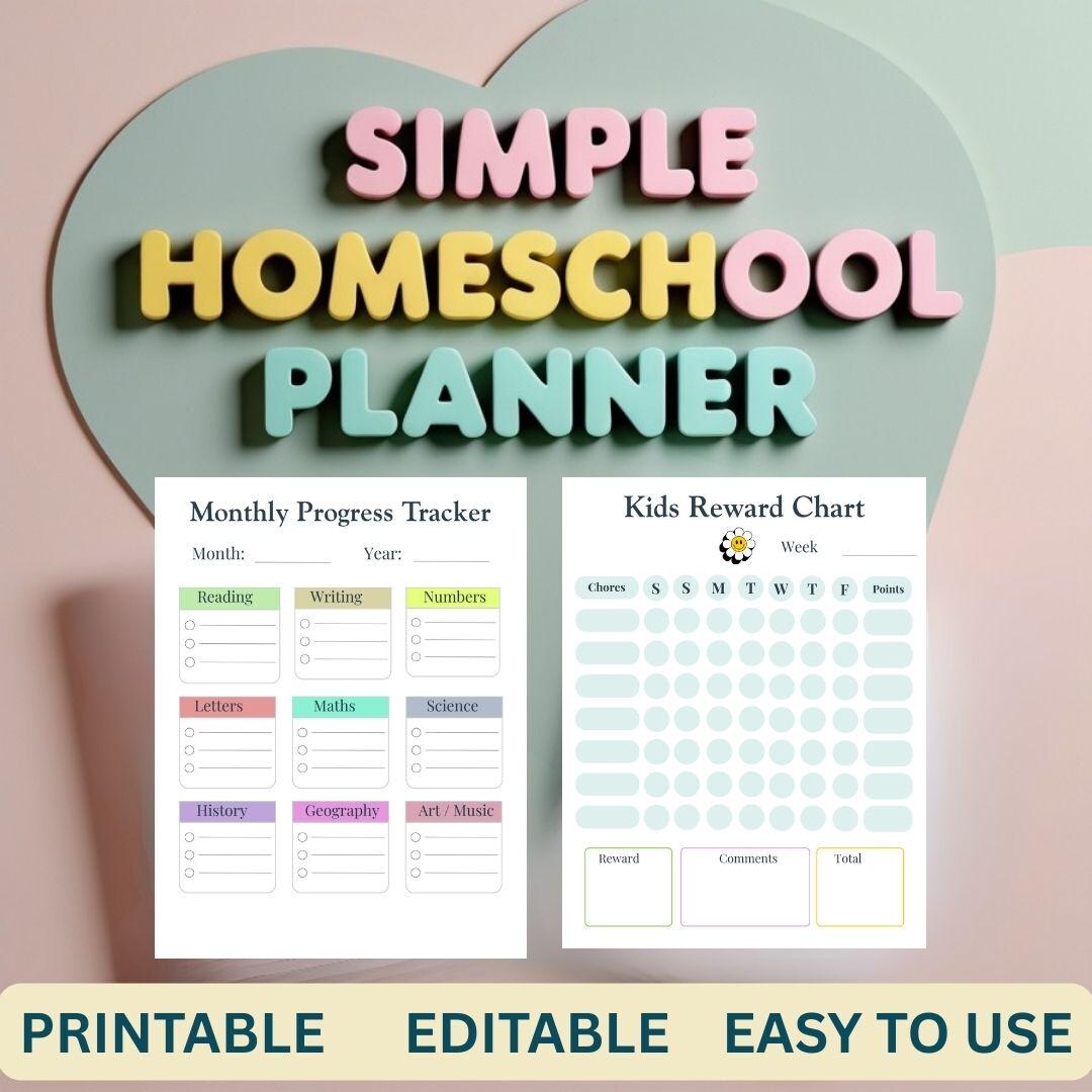 Simple Homeschool Planner for Kids | 10-page Digital Bundle | Ipad ...