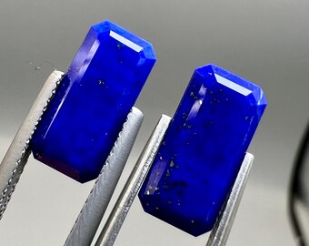 8.30 Carat Natural Lapis Lazuli Pair Top Blue Color Faceted From Afghanistan Mine