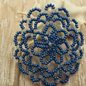 Women Beaded Kippah - Blue Beaded Kipah - Unique Beaded Kippah - Temple Head covering Kippah - Made In USA Kippah.