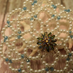 Unique Beaded Kippah - Classy White Pearls Kippah - Bat Mitzvah Kippah - High Holiday Beaded Kippah.
