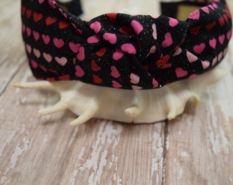Hearts Headband - Bat Mitzvah Headbands - Comfortable Headbands - Knotted Shimmery Hearts Headbands.