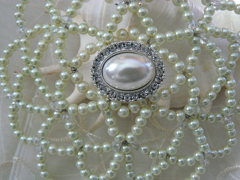 Wedding Kippah Beaded Cream Pearls Kippah Jewish Bride Head Piece Unique Beaded Kippah. image 3