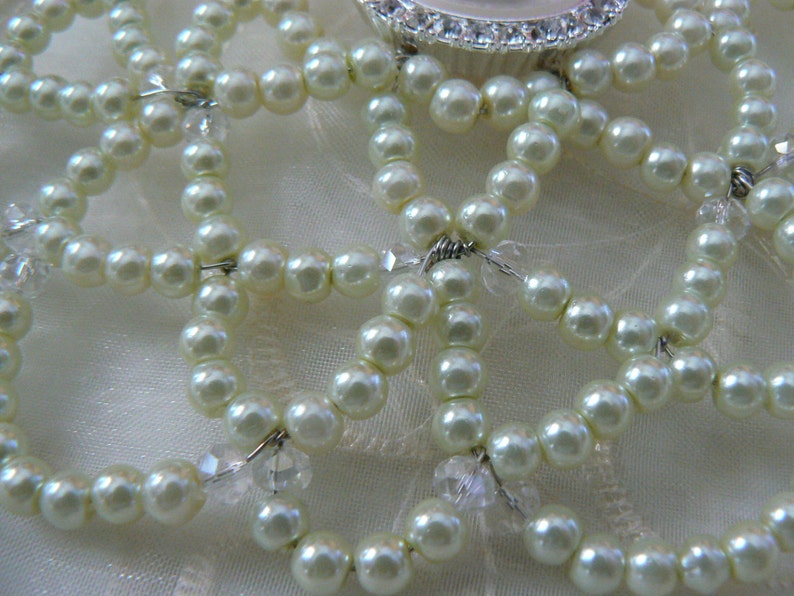 Wedding Kippah Beaded Cream Pearls Kippah Jewish Bride Head Piece Unique Beaded Kippah. image 5