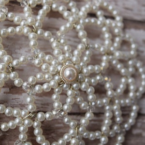 High Holiday Beaded Kippah - Cream Beaded Kippah - Temple Headcovering - Rosh Hashanah Beaded Kippah - Jewish Bride Beaded Kippah.