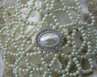 Wedding Kippah - Beaded Cream Pearls Kippah - Jewish Bride Head Piece - Unique Beaded Kippah.