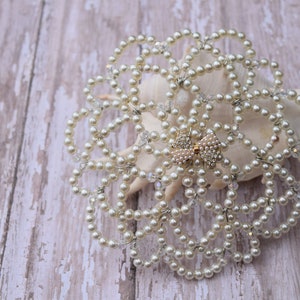 Fancy Sparkly Cream Pearls Kippah - Unique Beaded Kippah - Bat Mitzvah Unique Kippah.