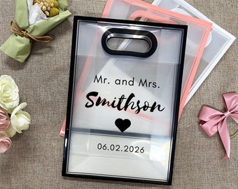 Custom Wedding Name Gift Handbag, Bridesmaid Gift Bag, Personalized Clear Shopping Bag, Bride to Be Gift Bag, Welcome Gift Bags