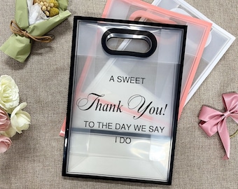 Custom Wedding Thank You Gift Handbag, Bridesmaid Gift Bag, Personalized Clear Shopping Bag, Bride to Be Gift Bag, Welcome Gift Bags