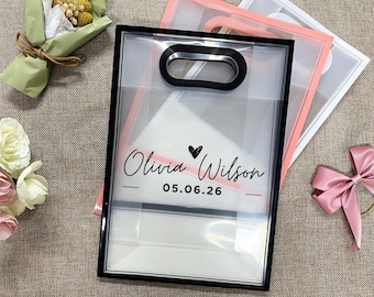 Personalized Paper Wedding Gift Handbag, Bridesmaid Gift Bag, Custom Clear Shopping Bag, Bride to Be Gift Bag, Welcome Gift Bags