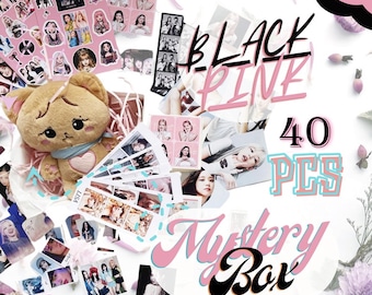 Black Pink Mystery Box with Black Pink plush toy - Kpop Gift Box with Black Pink photo cards, stickers and chocolates