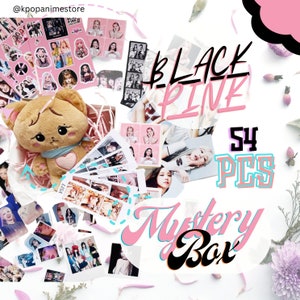 Black Pink Mystery Box with Black Pink plush toy - Kpop Gift Box with Black Pink photo cards, stickers and chocolates