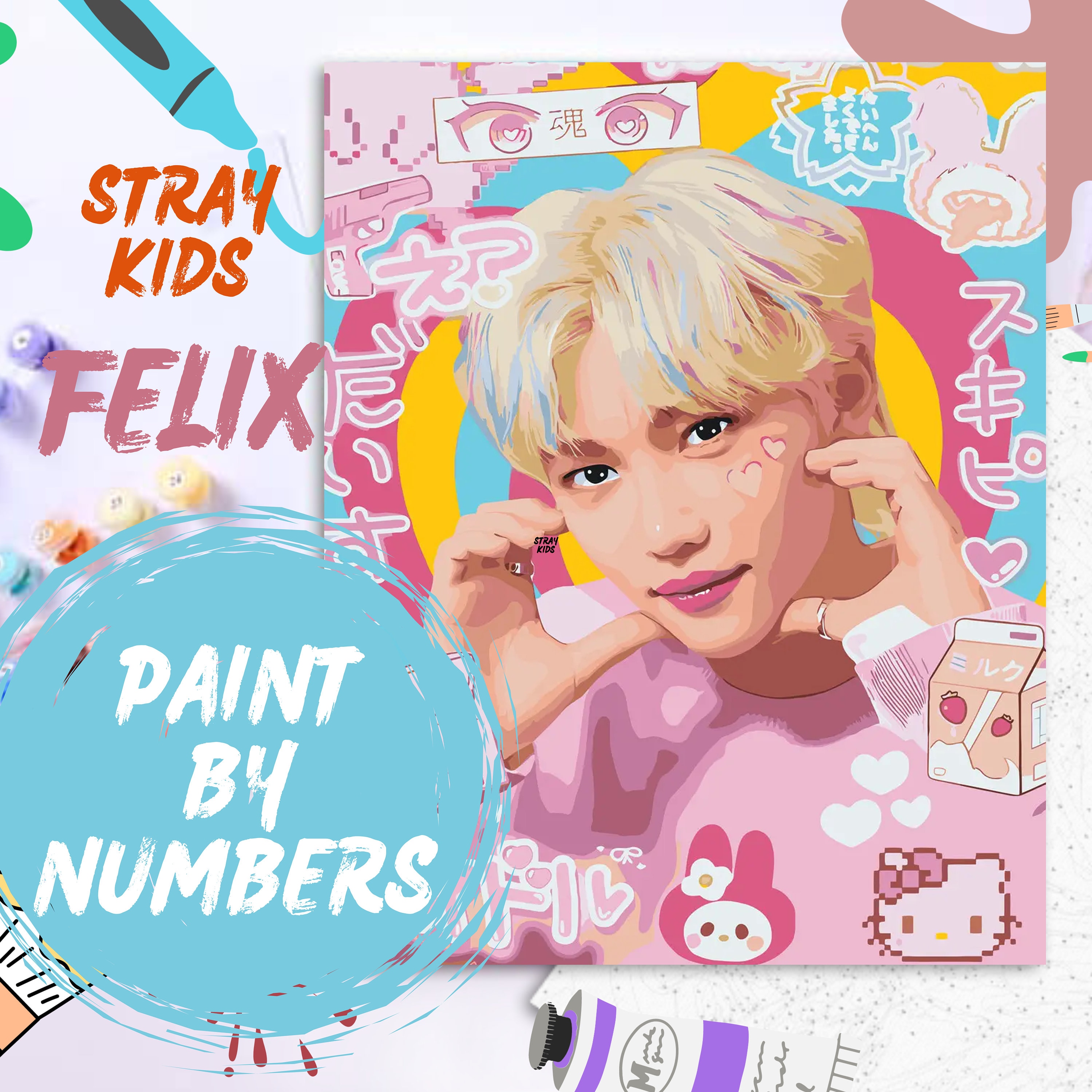 Felix Stray Kids Paint by Numbers Kit: Kpop DIY Craft - Etsy