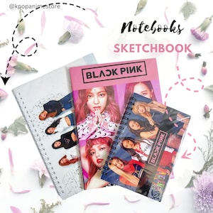 Black Pink Notebooks Set - Black Pink Spiral Sketchbook and Notebooks for Notes, Pictures, and Art