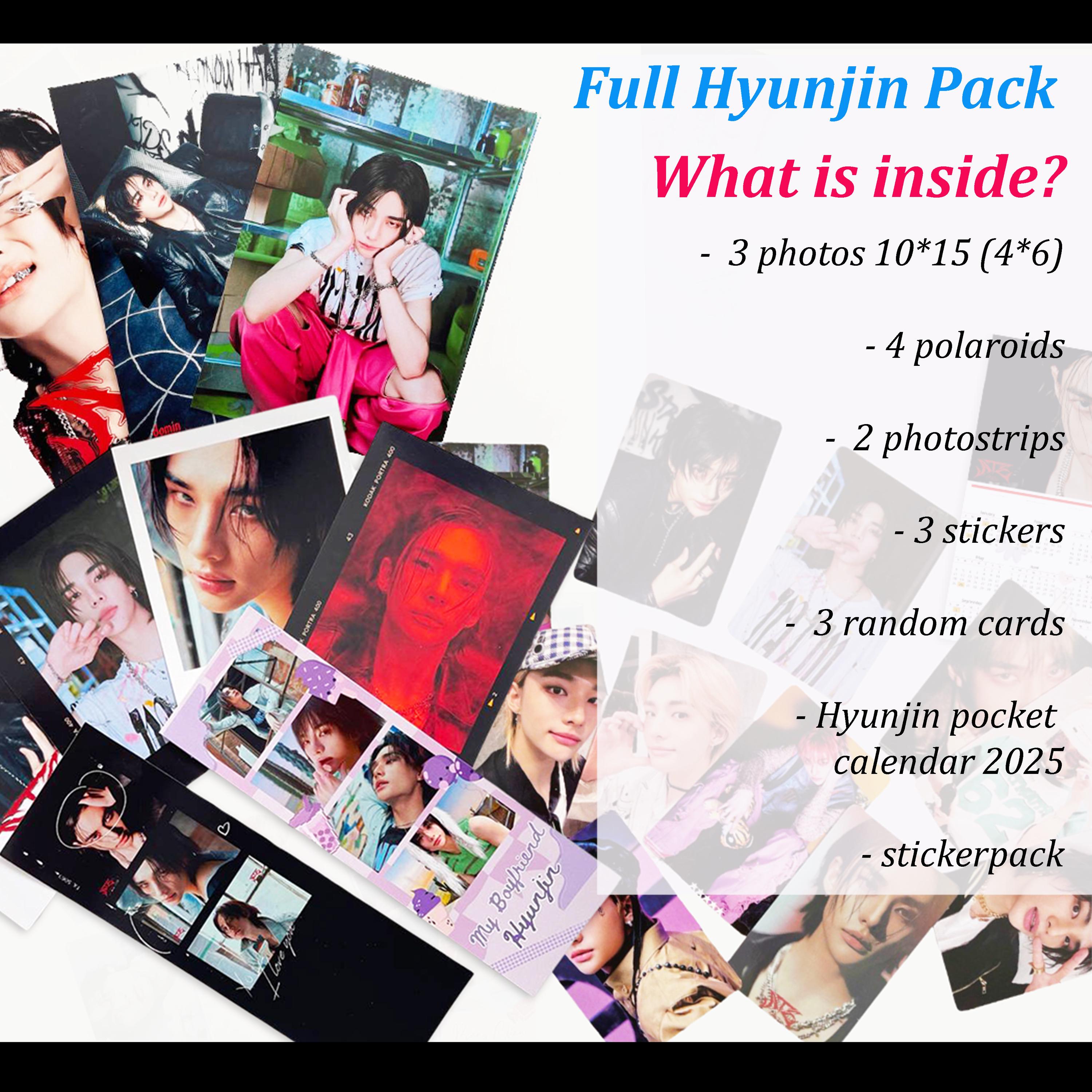 Набор Hyunjin Stray Kids Bias: фотокарточки, полароиды и наклейки