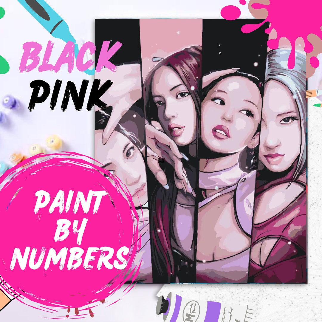 Black Pink Paint by Numbers Kit: DIY Kpop Art (50x40cm) - Etsy