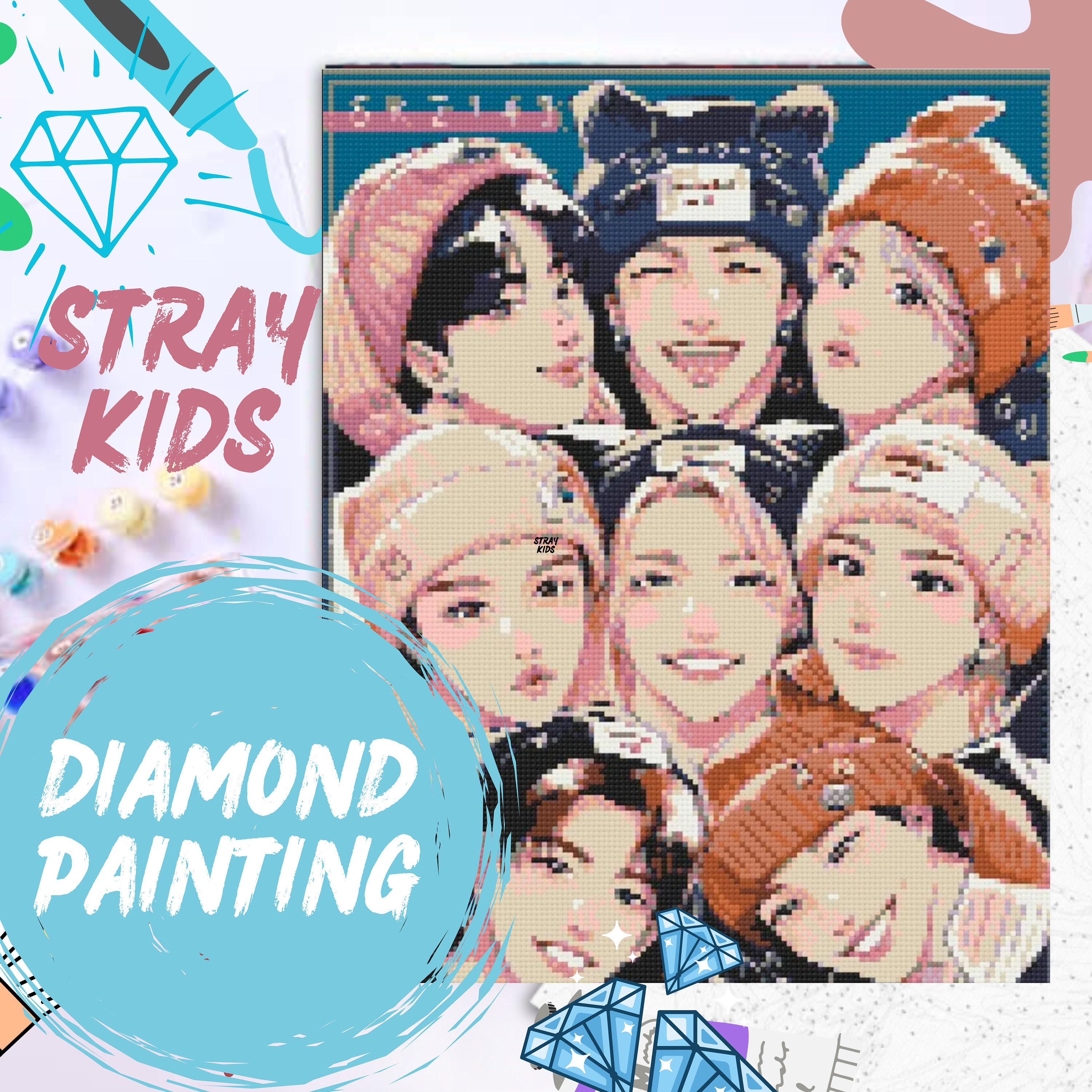Набор для алмазной живописи Stray Kids: K-pop DIY Craft (50 X 40