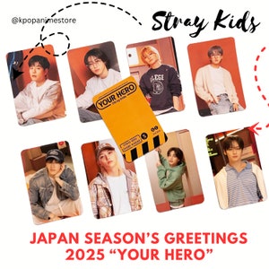 Stray Kids Photocards Japan Season's Greetings 2025 "Your Hero" dubbelzijdig gelamineerde kaarten