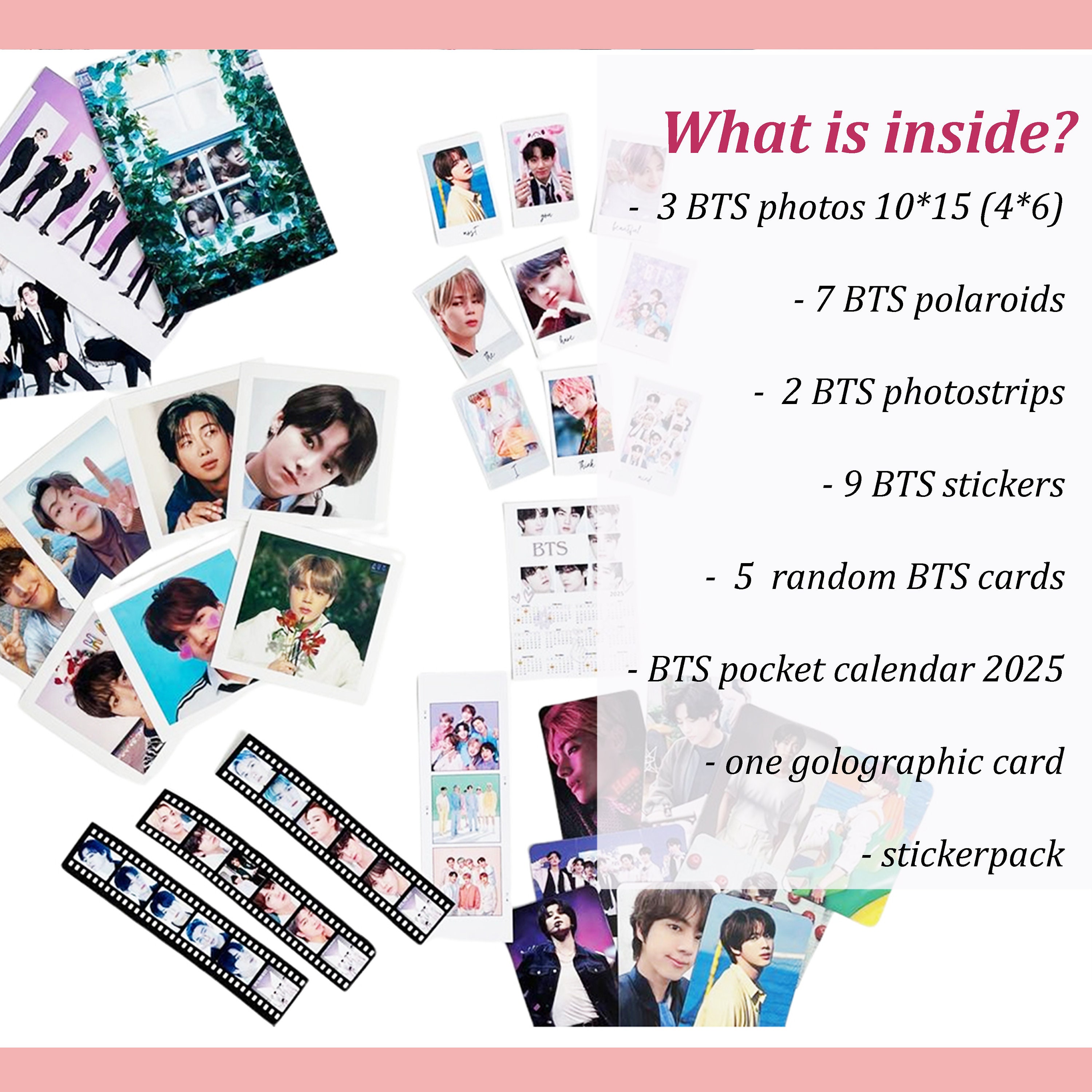 BTS Photocard Pack: Polaroid Set, Stickers & 2025 Calendar - Etsy