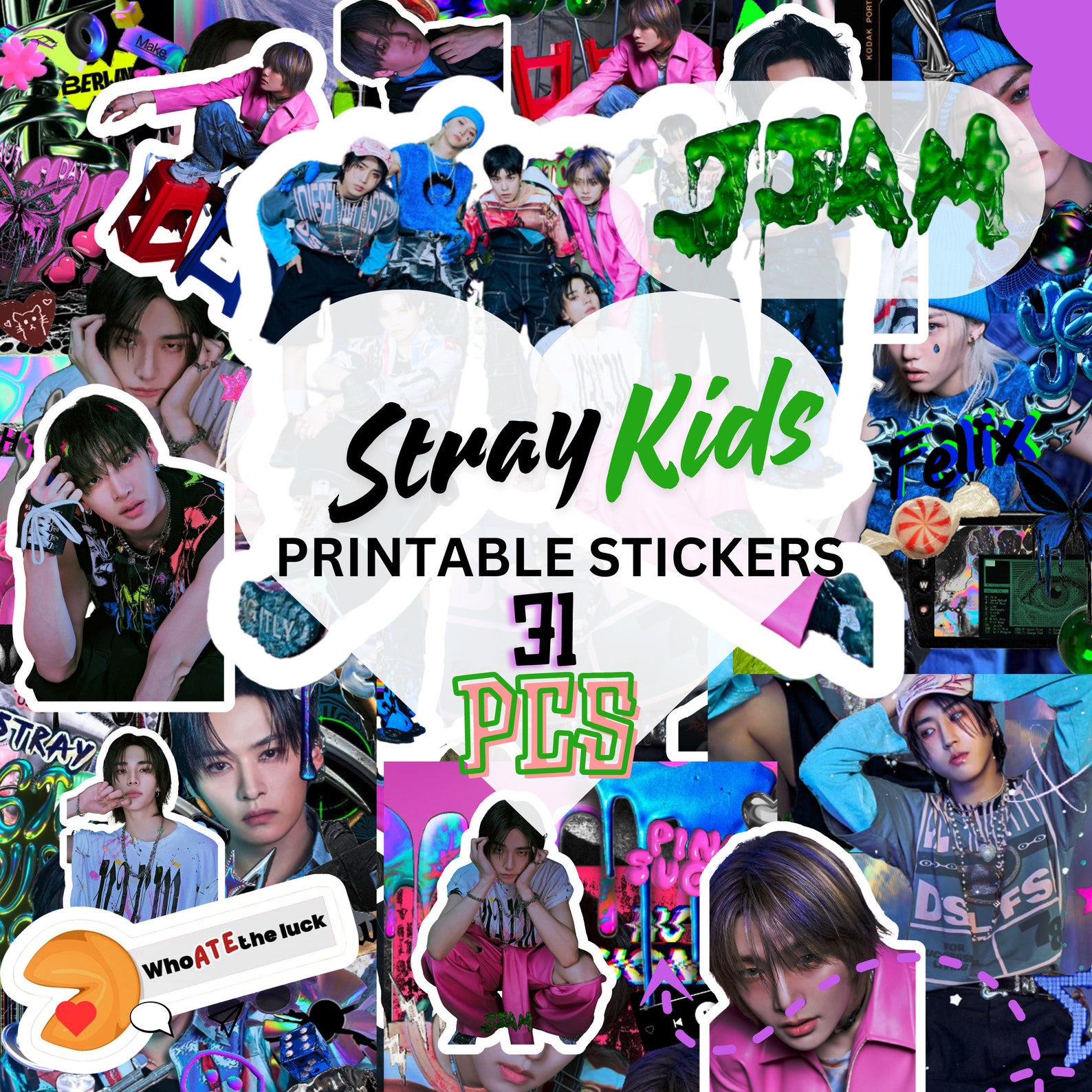 JJAM Stray Kids Album ATE - Digital Printable Stickers Kpop Fan Pack - Etsy