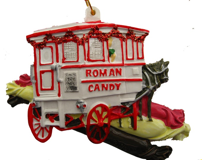 New Orleans Christmas Ornament Roman Candy Cart Gift , Louisiana Tree