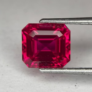 3.56 Ctw Lab Ruby (Czochralski Pulled) Emerald Cut, 8.4 x 7.6 (mm)