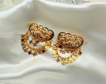 Punjabi Gold plated Jadau hair clips and passa