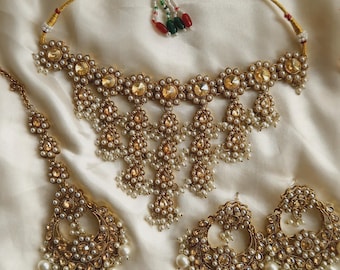 Waterfall Necklace Set with Earrings and Tikka
