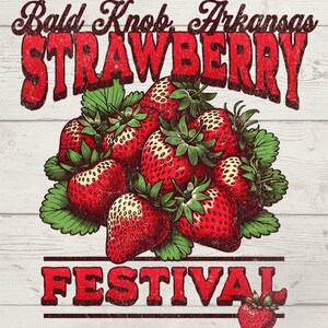 Erdbeerfest PNG Bald Knob Arkansas | Vintage Erdbeer Design | Sommer Sublimation PNG | Erdbeer Shirt Grafik Download