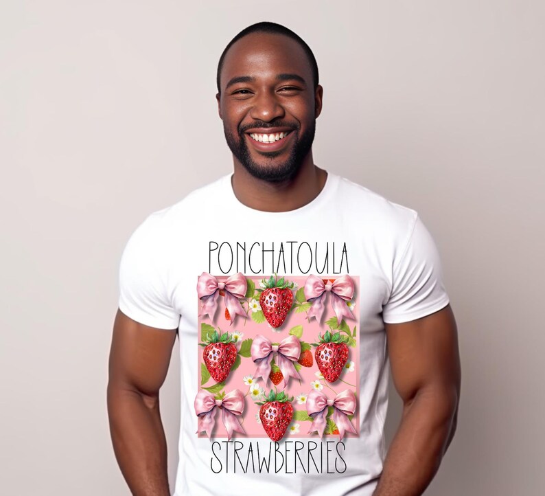 Coquette Design, Strawberries and Bows, Sublimation Design, Ponchatoula