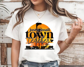 Small Town Teacher PNG, Western Sunset Design, Rural Farmhouse Graphic (Digital Download)