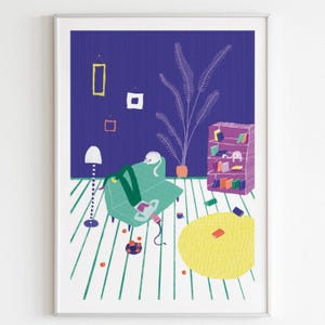 Juego de 3 láminas artísticas de gatos / Pósteres divertidos y enérgicos / Decoración de pared vívida y peculiar / Postales coloridas con gatos