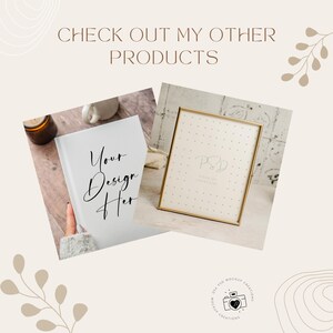 May include: A gold-framed picture frame and a white book with the text "Your Design Her" are displayed. The image also includes the text "Check out my other products". The frame has a dotted pattern.
