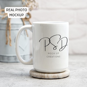 Makieta białego kubka 15 uncji Makieta białego kubka 15 uncji Makieta kubka 15 uncji Printify Mug Photoshop Photopea Kubek do kawy Obiekt inteligentny
