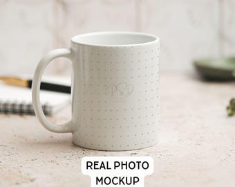 11oz Mug Mockup, White Ceramic Mug PSD Template (Photoshop, Photopea)