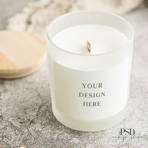 Frosted Glass Candle Mockup Frosted Candle Mockup 11 oz candle mockup Printify Frosted Candle PSD Smart Object Real Photo image 9