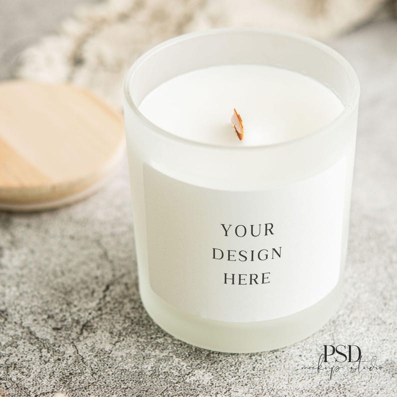 Frosted Glass Candle Mockup Frosted Candle Mockup 11 oz candle mockup Printify Frosted Candle PSD Smart Object Real Photo image 9