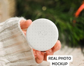 Kerst 2,25-inch pin-knopmodel: PSD, PNG, JPG (digitale download)