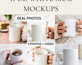 Witte mok Mockup Bundel Echte foto Mok Mock-ups 11oz Mok Mock-ups Printify Witte Mokken Witte Mock Mocks Slimme Mock-ups PSD