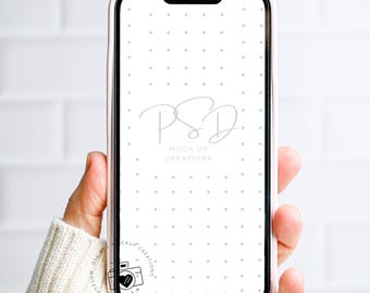 Prawdziwa makieta telefonu z dłonią, PSD, JPG, PNG (pobranie cyfrowe)