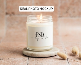 Printify Candle Mockup Lumient White Candle Mockup 9 oz Glass Candle Mockup 9 oz candle mockup PSD Smart Object JPG PNG Real Photo